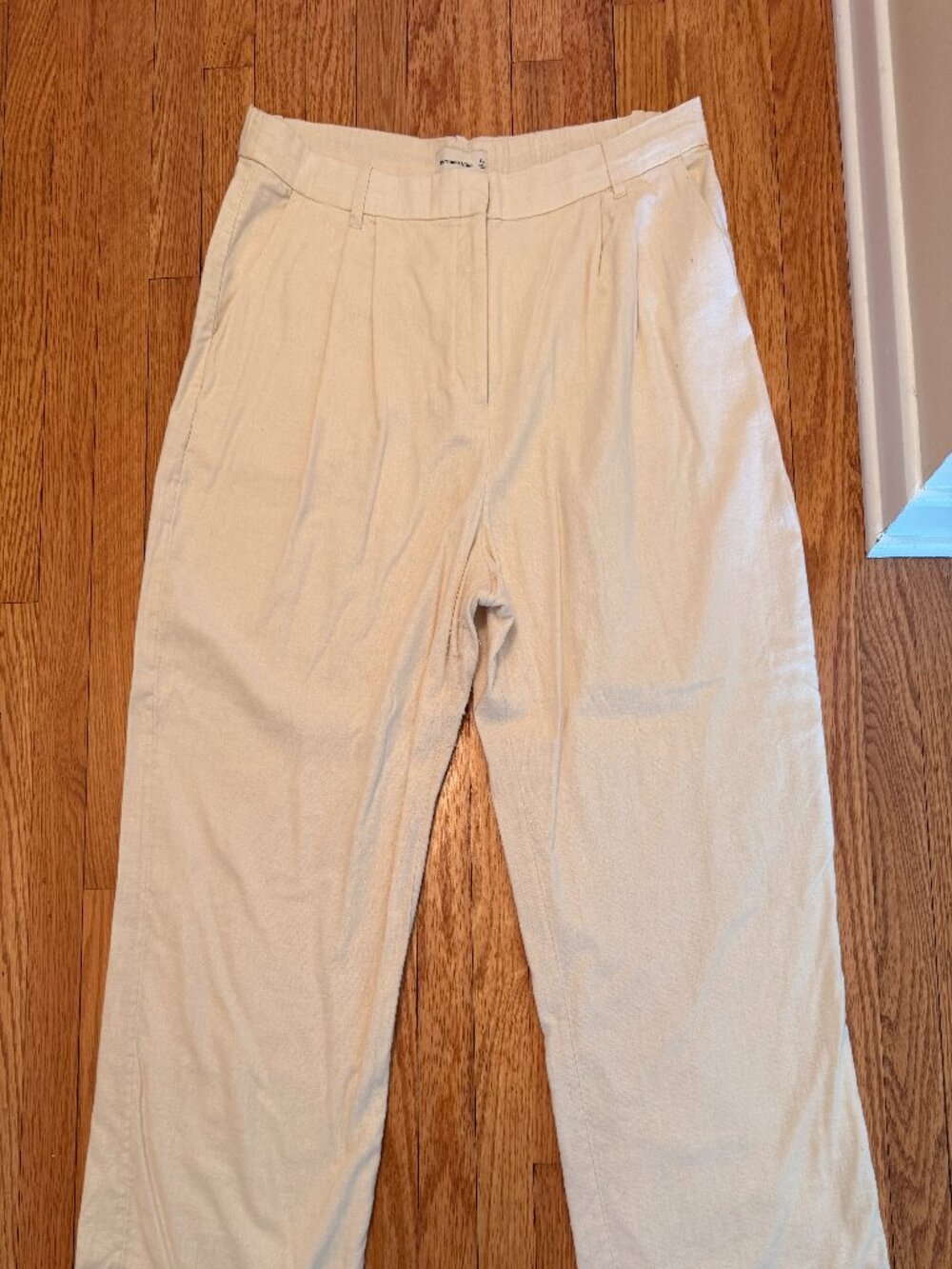 Linen-Blend Tailored Wide Leg Pant